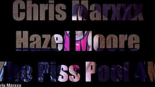 Hazel Moore in piss pool with huge tits