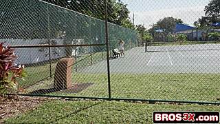 athletic tennis babe gets picked up and ass-fucked for a cash reward