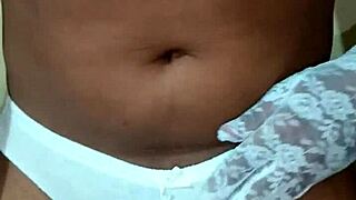 ladyboy shemale in erotic white panty and bra tempting