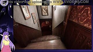 Brunette bodybuilder with big tits in lustful game