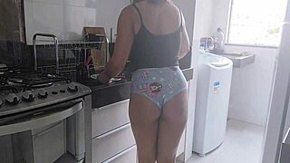 Maid Provokes With Tight Shorts Indoors