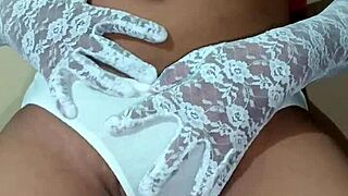 ladyboy shemale in erotic white panty and bra tempting