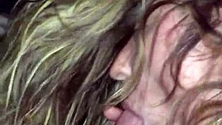 Wife Intensely Sucks Another Man's Cock in Cheating Blowjob Session with Amateur Passion.