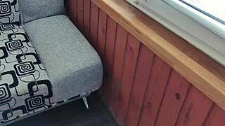 Hidden cam catches hotel balcony cum on ass!