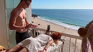 sex masseur nails job with huge cock in public bedroom