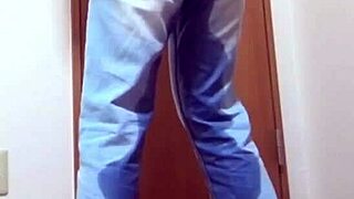 Girl Pees Her Jeans While Brother Uses Bathroom