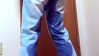 Girl Pees Her Jeans While Brother Uses Bathroom