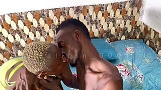 Thick ebony babe tied in rope bondage