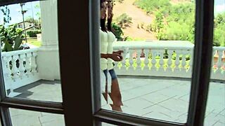 emilianna teases barefoot with a monster cock in hand