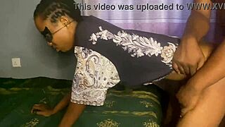 Ebony babe enjoys doggy style sex with partner