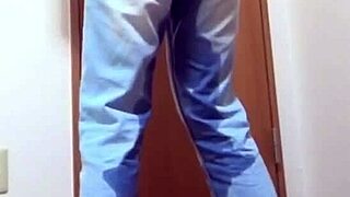 Girl Pees Her Jeans While Brother Uses Bathroom