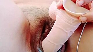 Latina babe masturbates intensely with huge dildo