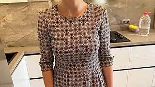 real cheating - fucking my wifes boss while the wife is in the kitchen - russian amateur with conversations