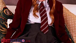 British 18-Year-Old Redhead Student Fucks Tight Cunt Hard