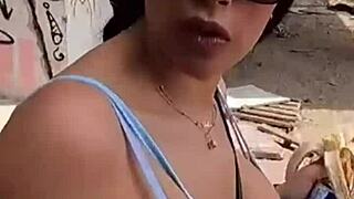 Beautiful Pornstar with Fake Tits Kisses, Blows Cock, and Fucks Ass in Mountain Outdoor Setting