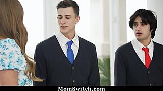 Stepson Seeks Stepmoms’ Help with Curvy Big Tits