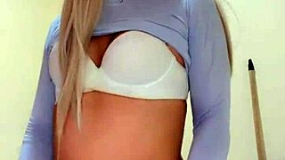 Rica Transsexual with Small Tits Stroking Herself Hard