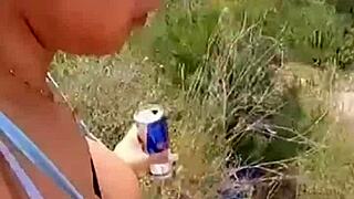 Beautiful Pornstar with Fake Tits Kisses, Blows Cock, and Fucks Ass in Mountain Outdoor Setting