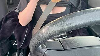 Italian Milf Flashes Big Tits While Driving