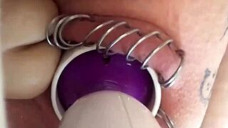 Horny Babe TOYS Her PIERCED Pussy