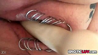 Horny Babe TOYS Her PIERCED Pussy