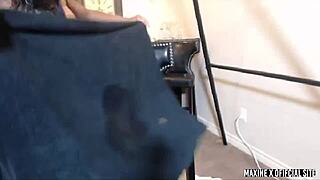 Maxine X in college uniform passionately dildo fucks her wet Asian pussy with long hair flowing. 😍