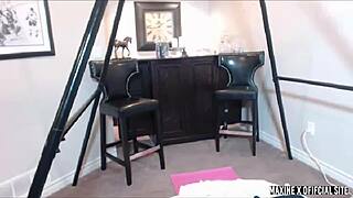 Maxine X in college uniform passionately dildo fucks her wet Asian pussy with long hair flowing. 😍