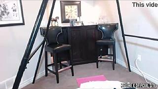 Maxine X in college uniform passionately dildo fucks her wet Asian pussy with long hair flowing. 😍