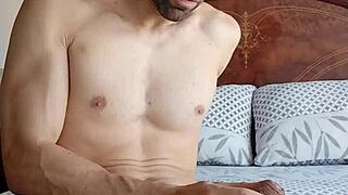 Intensely Playing with Foreskin While Jerking Off Big Cock to Cumshot