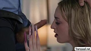 lucky dude fucks blonde shemales bareback