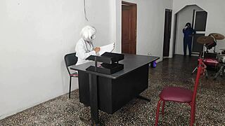 Doctor bangs secretary on desk at work! She rides him sensually hard!