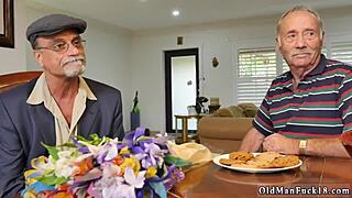 Young Brunette Masturbates And Rides Old Wood