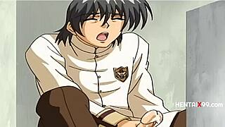 shy anime girl in taboo circle jerk masturbation