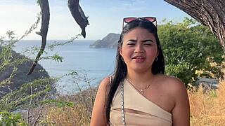 hermosa turista cheats on husband with stranger for cash, huge cock