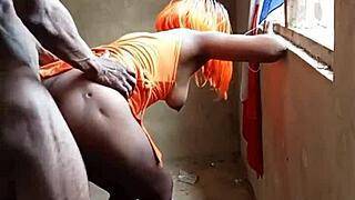 standing doggy with african teen taking bbc like a total slut