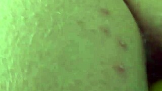 Chubby brunette uses rainbow dildo for anal gaping