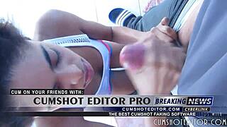 amateur ebony babe drains cock and swallows cum outdoors 😈