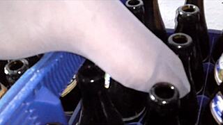 Little 18+angel26 shows her sexy nylon feet in homemade fetish video with friend