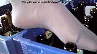 Little 18+angel26 shows her sexy nylon feet in homemade fetish video with friend