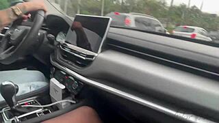 She swallowed every drop from that cock in traffic!