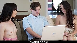 Stepsisters Ashley Wolf and Emma Jade Seduce Freeuse IT Guy for Laptop Fix with Hardcore Sex