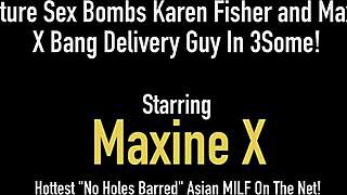 watch karen fisher and maxine x dive into muff and cock with delivery guy?