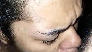 damn, sloppy deepthroat latina gagging on hard cock in action