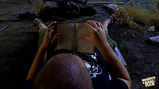 a cave girl covered in cum by camper