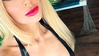 woman in wetlook suit and patent leather boots feels so sexy showing off her ass