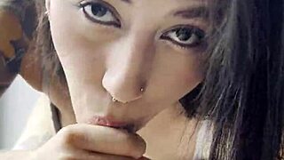 blowjob for the cuckold with cum in the mouth