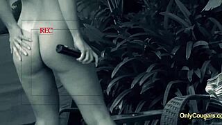 blonde cougar backyard deepthroat and choking