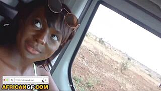 My gorgeous black girlfriend craves my big white cock outdoors.