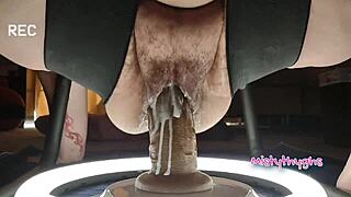 BBW MistyThyghs Enjoys Creamy Cunt Massage on Sex Chair