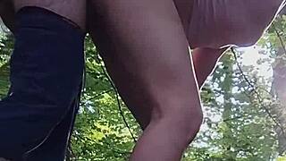 damn, she's sucking his dick in the woods while they get honked at!